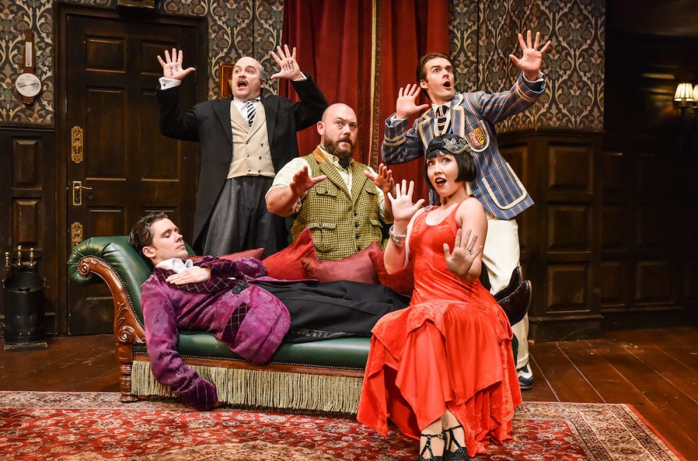 Seán Carey (Jonathan), Edward Howells (Dennis), Leonard Cook (Robert), April Hughes (Sandra) & Tom Babbage (Max). Photo credit Robert Day.